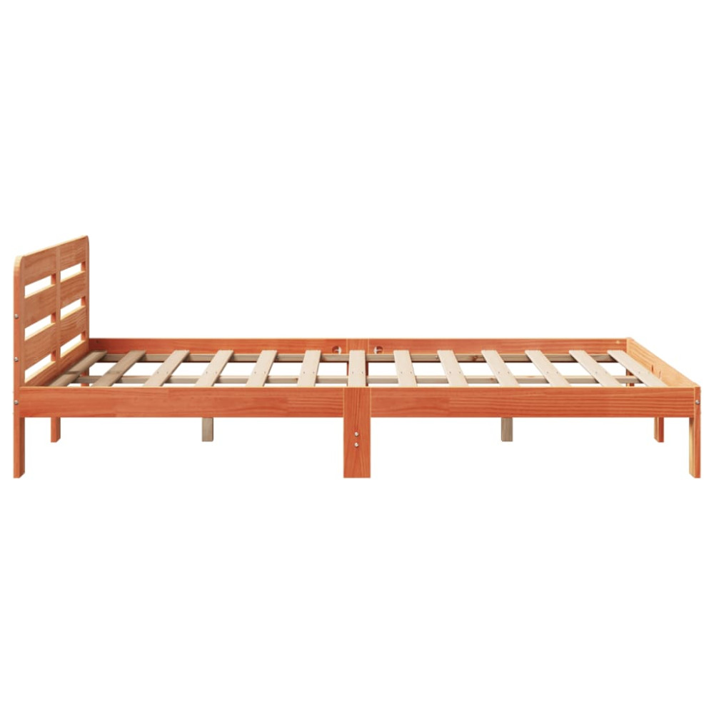Produktbild för Sängram utan madrass vaxbrun 120x200 cm massiv furu