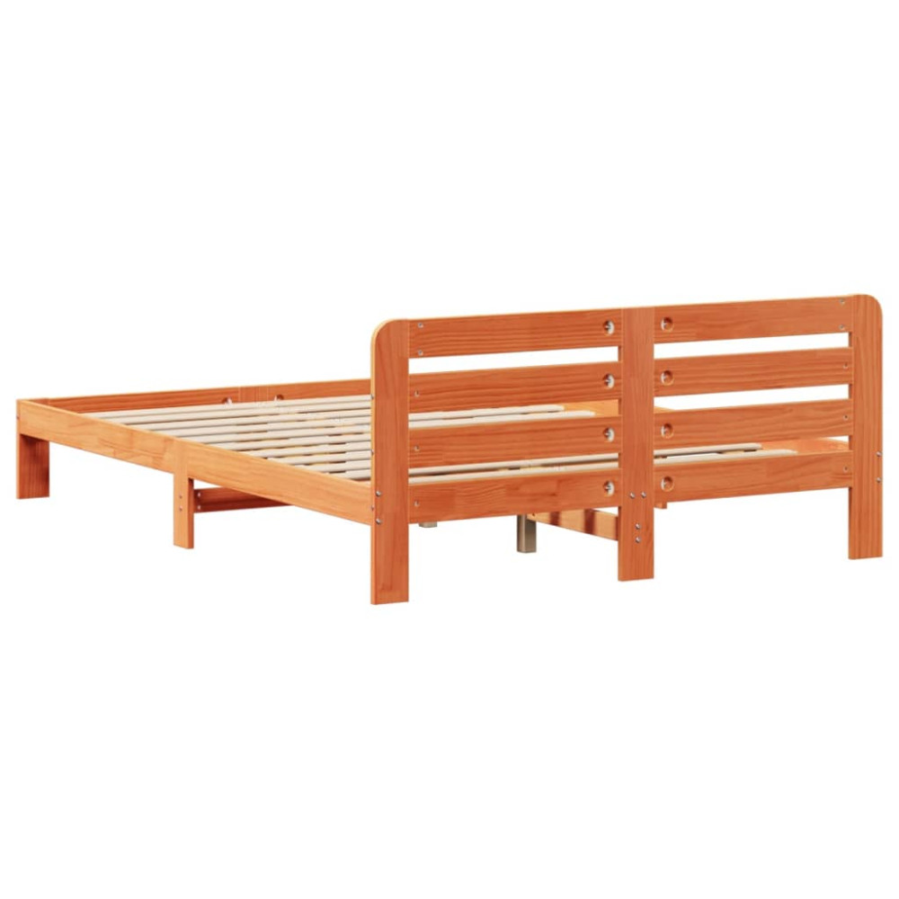 Produktbild för Sängram utan madrass vaxbrun 120x200 cm massiv furu