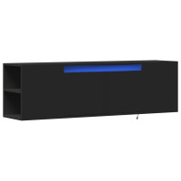 Produktbild för Väggmonterad tv-bänk LEDs svart 135x31x39,5 cm
