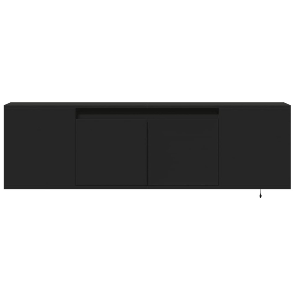 Produktbild för Väggmonterad tv-bänk LEDs svart 135x31x39,5 cm