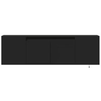 Produktbild för Väggmonterad tv-bänk LEDs svart 135x31x39,5 cm