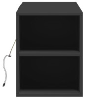 Produktbild för Väggmonterad tv-bänk LEDs svart 135x31x39,5 cm