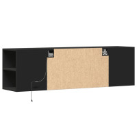 Produktbild för Väggmonterad tv-bänk LEDs svart 135x31x39,5 cm