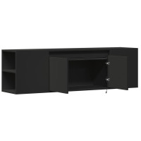 Produktbild för Väggmonterad tv-bänk LEDs svart 135x31x39,5 cm