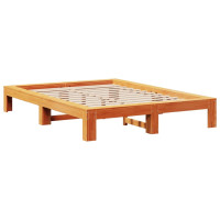 Produktbild för Sängram utan madrass vaxbrun 150x200 cm massiv furu
