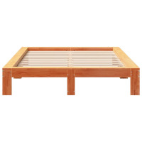 Produktbild för Sängram utan madrass vaxbrun 150x200 cm massiv furu
