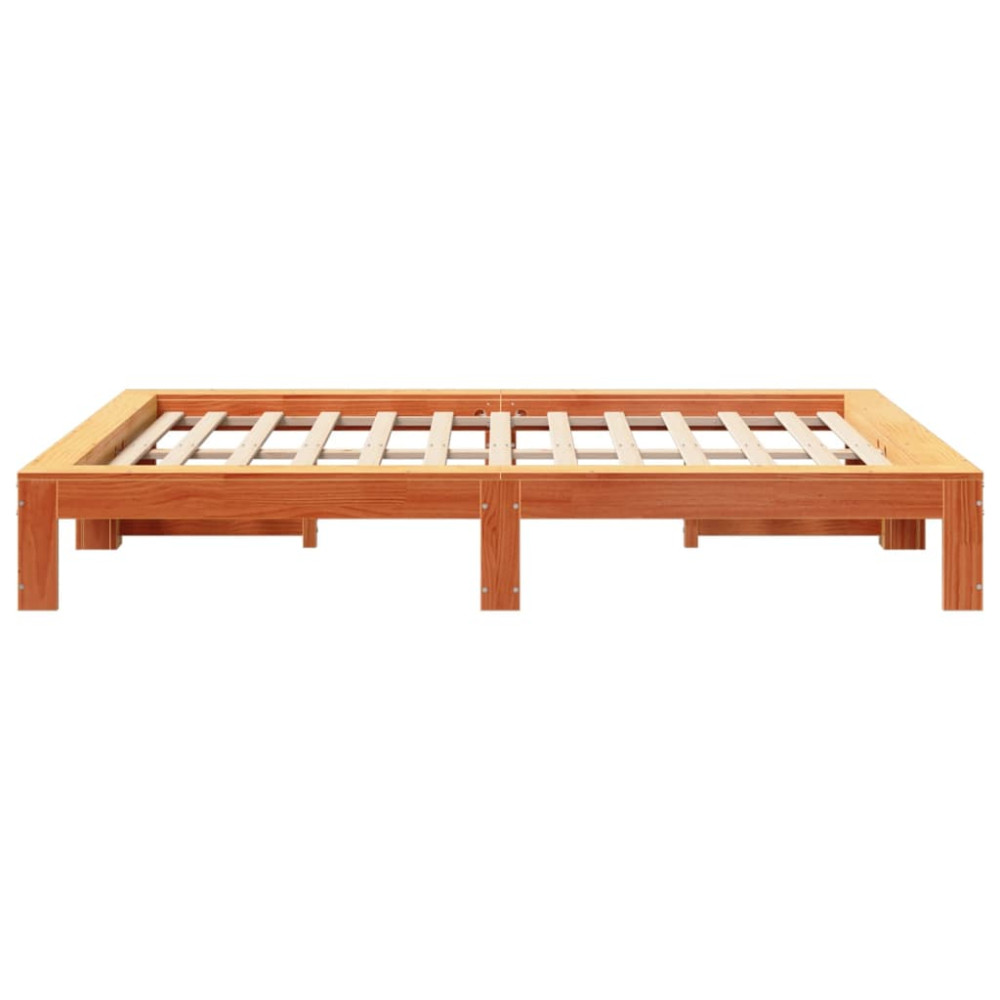 Produktbild för Sängram utan madrass vaxbrun 150x200 cm massiv furu