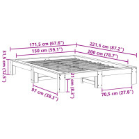 Produktbild för Sängram utan madrass vaxbrun 150x200 cm massiv furu