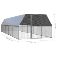 Produktbild för Hönsbur 3x10x2 m galvaniserat stål