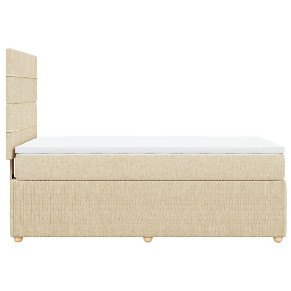 Produktbild för Ramsäng med madrass gräddvit 90x190 cm tyg