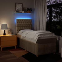Produktbild för Ramsäng med madrass gräddvit 90x190 cm tyg
