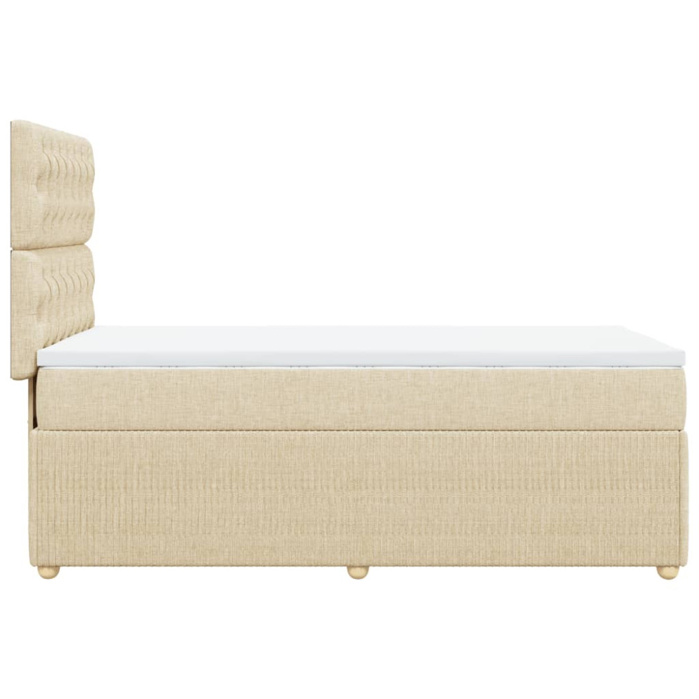 Produktbild för Ramsäng med madrass gräddvit 90x190 cm tyg