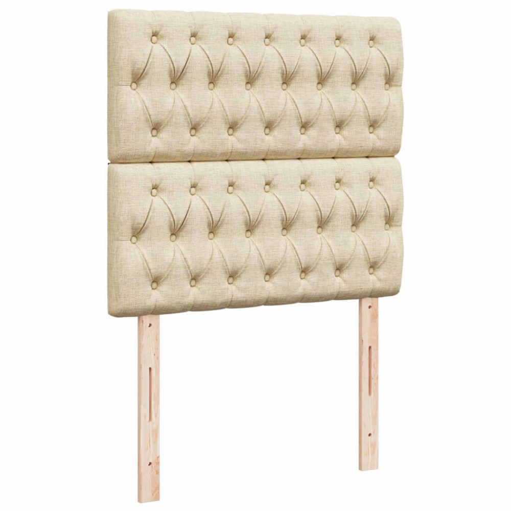 Produktbild för Ramsäng med madrass gräddvit 90x190 cm tyg