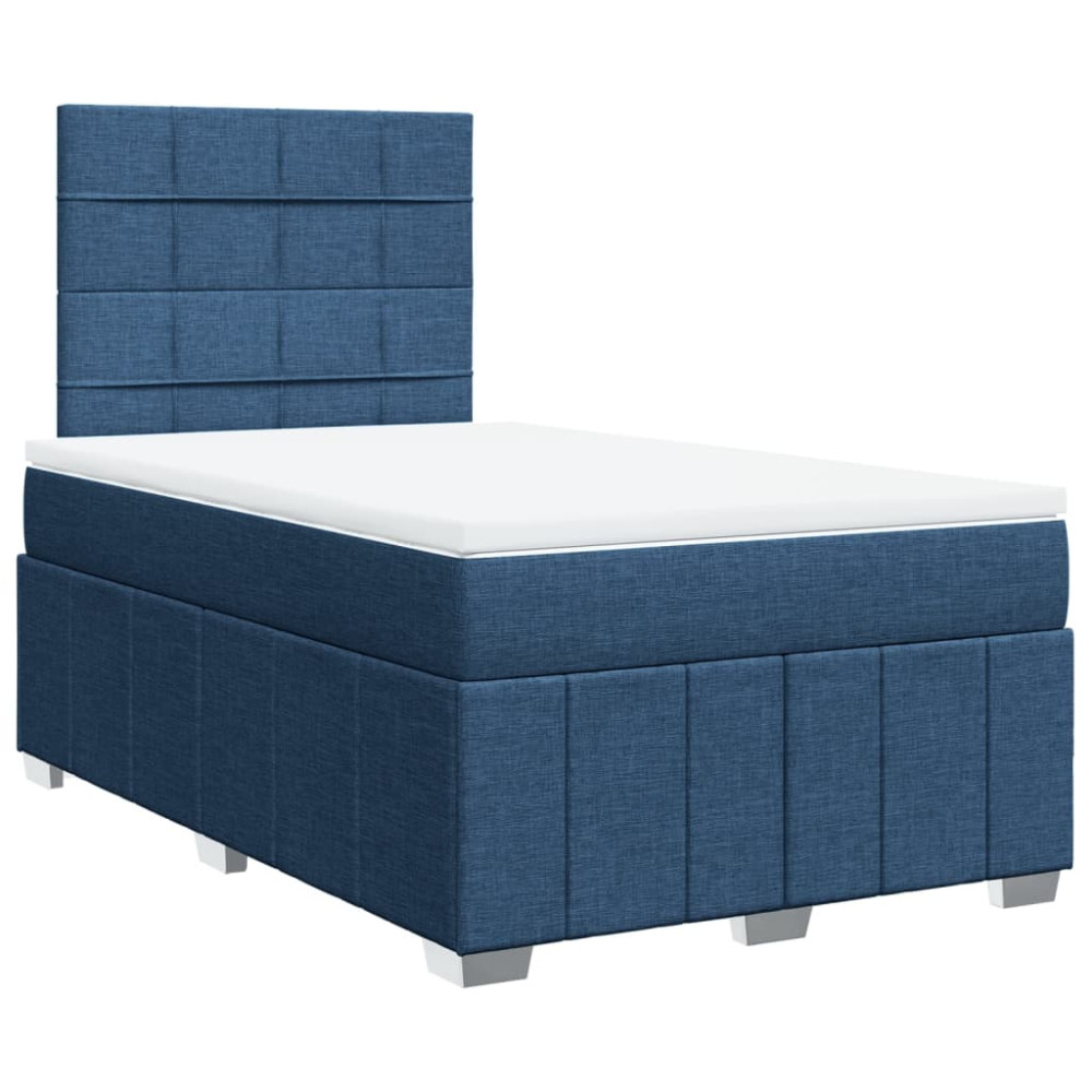 Produktbild för Ramsäng med madrass blå 120x200 cm tyg