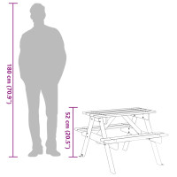 Produktbild för Picknickbord med parasollhål för 4 barn massivt granträ