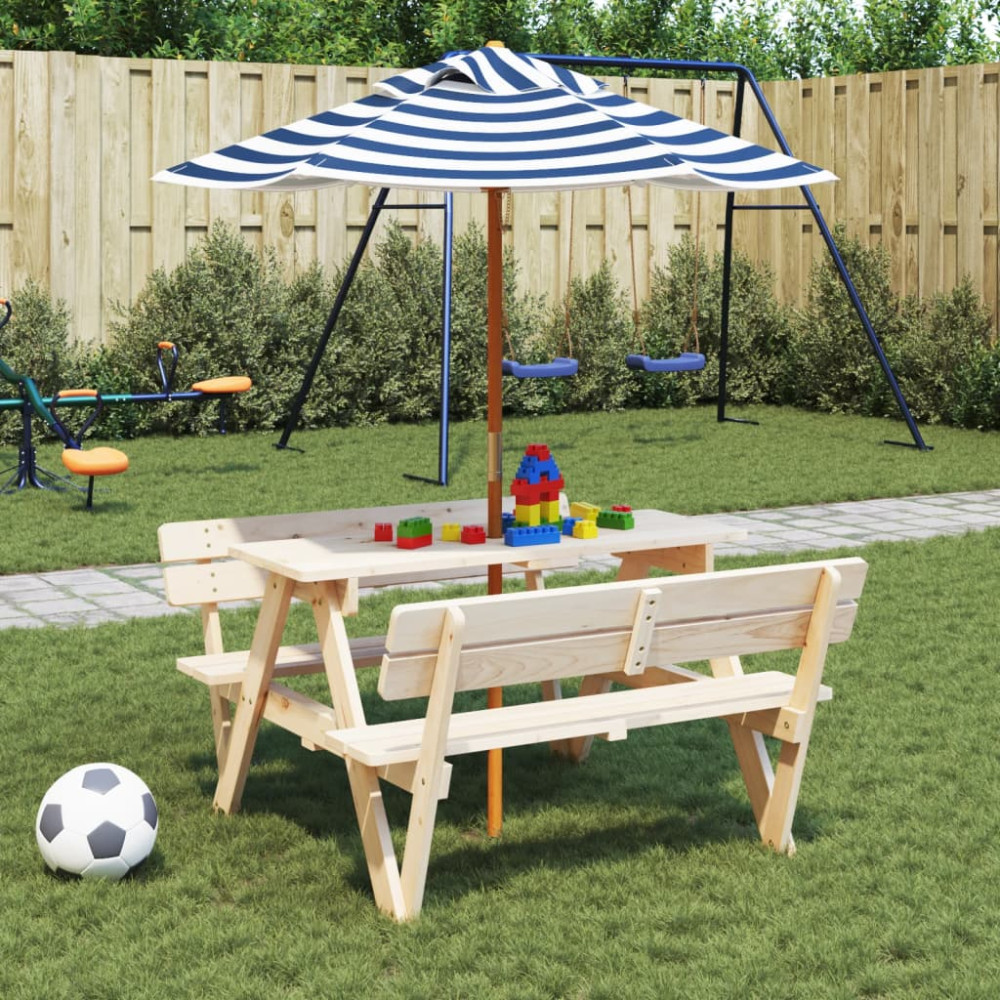 Produktbild för Trädgårdsparasoll med trästång för barn Ø120x140 cm