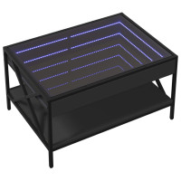 Produktbild för Soffbord med Infinity LEDs svart 70x50x38 cm