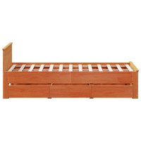 Produktbild för Sängram utan madrass med huvudgavel brun 120x200 cm massiv furu