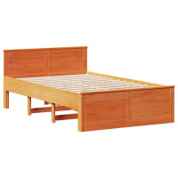 Produktbild för Sängram utan madrass med huvudgavel brun 120x200 cm massiv furu
