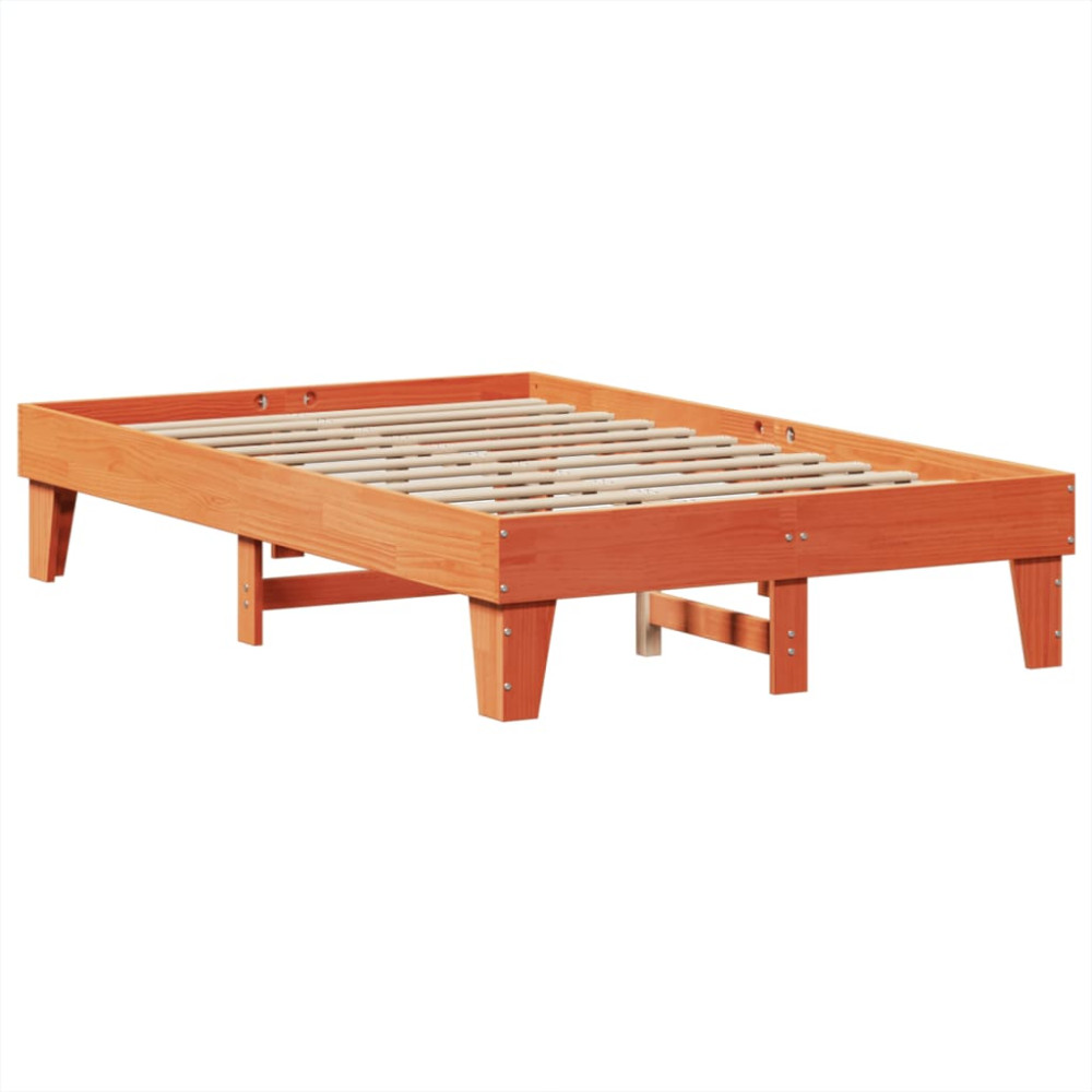 Produktbild för Sängram utan madrass vaxbrun 135x190 cm massiv furu