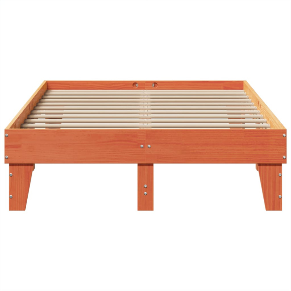 Produktbild för Sängram utan madrass vaxbrun 135x190 cm massiv furu