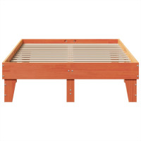 Produktbild för Sängram utan madrass vaxbrun 135x190 cm massiv furu