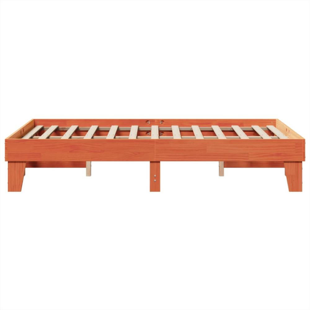 Produktbild för Sängram utan madrass vaxbrun 135x190 cm massiv furu