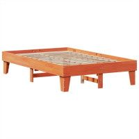 Produktbild för Sängram utan madrass vaxbrun 135x190 cm massiv furu
