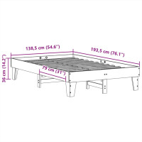 Produktbild för Sängram utan madrass vaxbrun 135x190 cm massiv furu