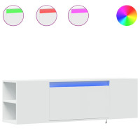 Produktbild för Väggmonterad tv-bänk LEDs vit 135x31x39,5 cm