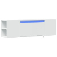 Produktbild för Väggmonterad tv-bänk LEDs vit 135x31x39,5 cm