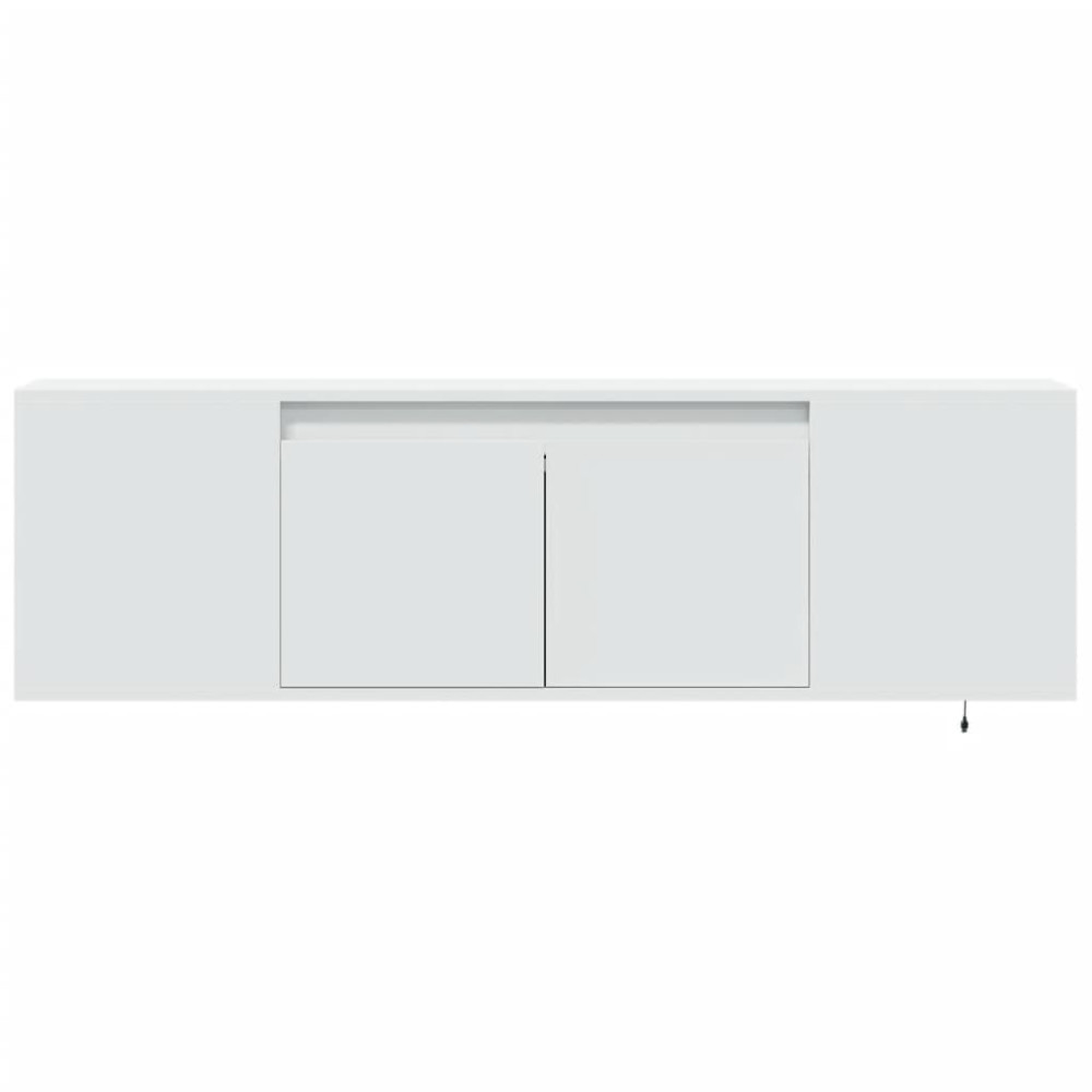 Produktbild för Väggmonterad tv-bänk LEDs vit 135x31x39,5 cm