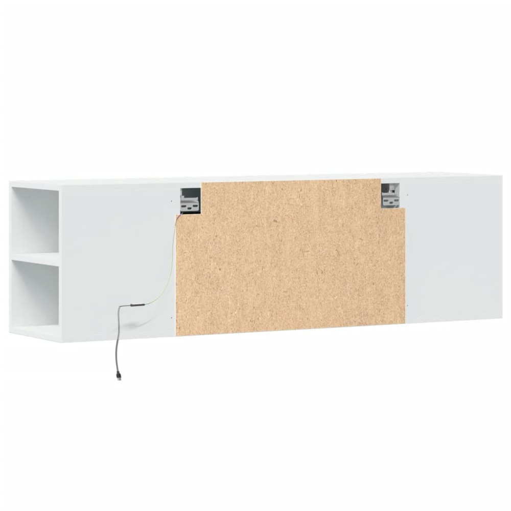 Produktbild för Väggmonterad tv-bänk LEDs vit 135x31x39,5 cm