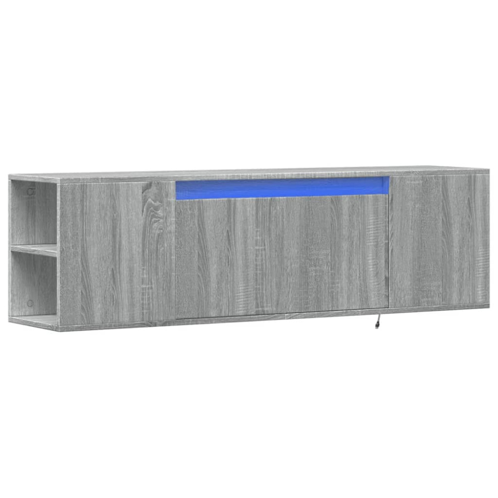 Produktbild för Väggmonterad tv-bänk LED grå sonoma 135x31x39,5 cm