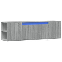 Produktbild för Väggmonterad tv-bänk LED grå sonoma 135x31x39,5 cm