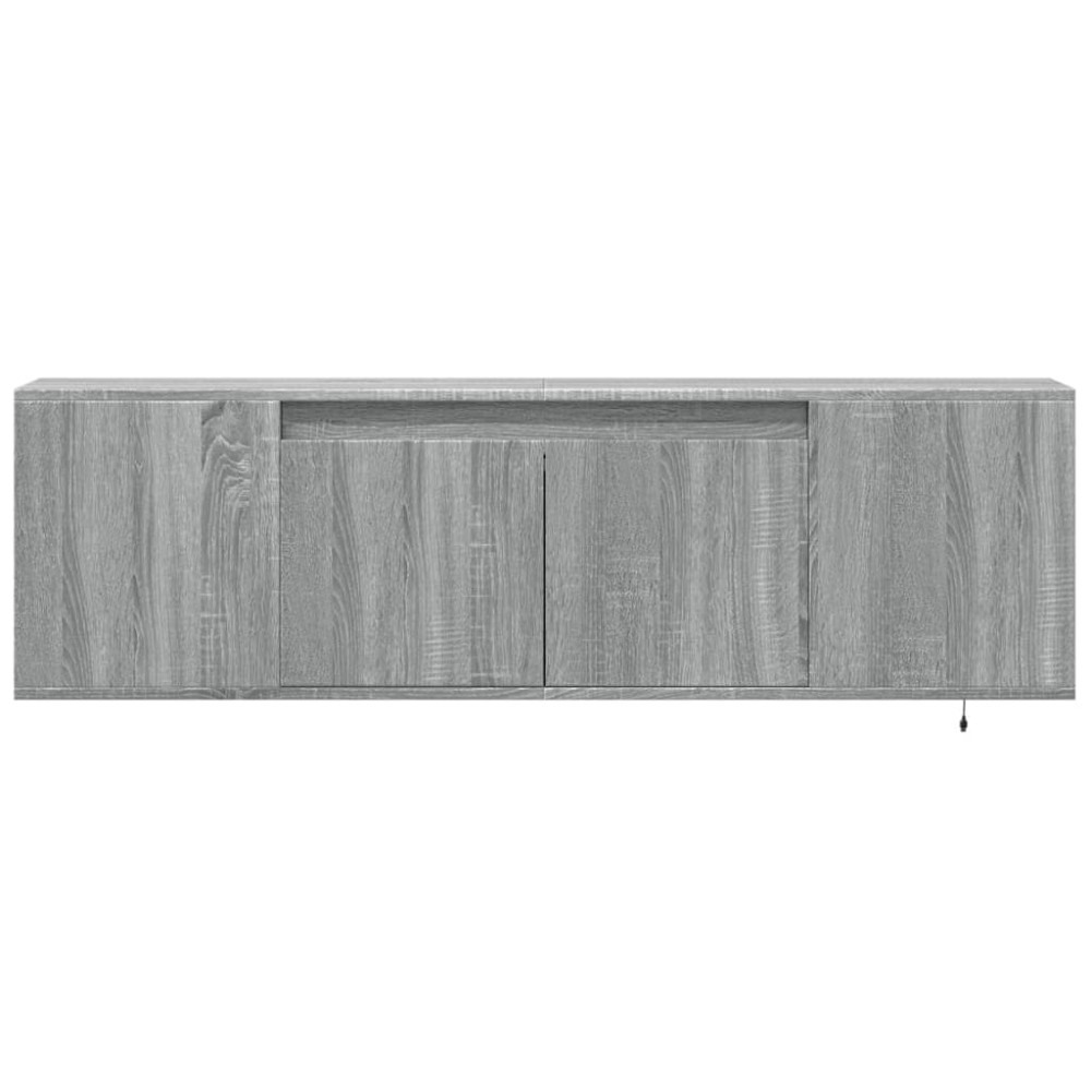 Produktbild för Väggmonterad tv-bänk LED grå sonoma 135x31x39,5 cm