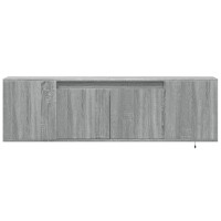 Produktbild för Väggmonterad tv-bänk LED grå sonoma 135x31x39,5 cm