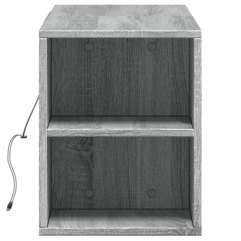 Produktbild för Väggmonterad tv-bänk LED grå sonoma 135x31x39,5 cm