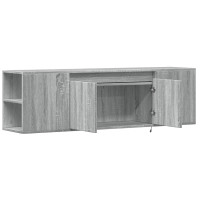Produktbild för Väggmonterad tv-bänk LED grå sonoma 135x31x39,5 cm