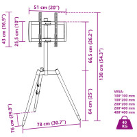 Produktbild för Tv-stativ för 37-65 tums skärm max VESA 400x400 mm 40kg