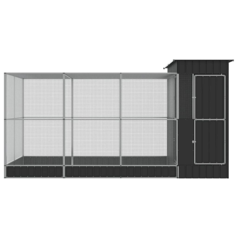 Produktbild för Voljär med förlängning silver 416x203x216 cm stål