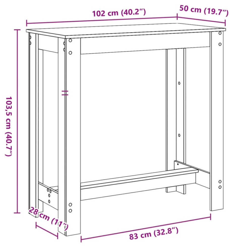 Produktbild för Barbord betonggrå 102x50x103,5 cm konstruerat trä
