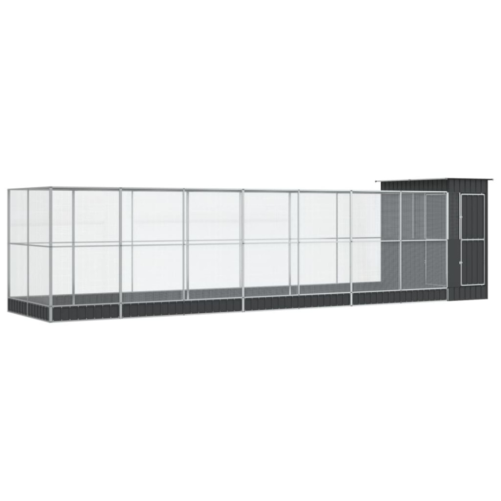 Produktbild för Voljär med utbyggnad silver 830x203x216 cm stål