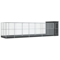 Produktbild för Voljär med utbyggnad silver 830x203x216 cm stål