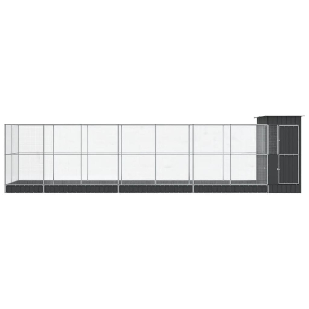 Produktbild för Voljär med utbyggnad silver 830x203x216 cm stål