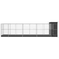 Produktbild för Voljär med utbyggnad silver 830x203x216 cm stål