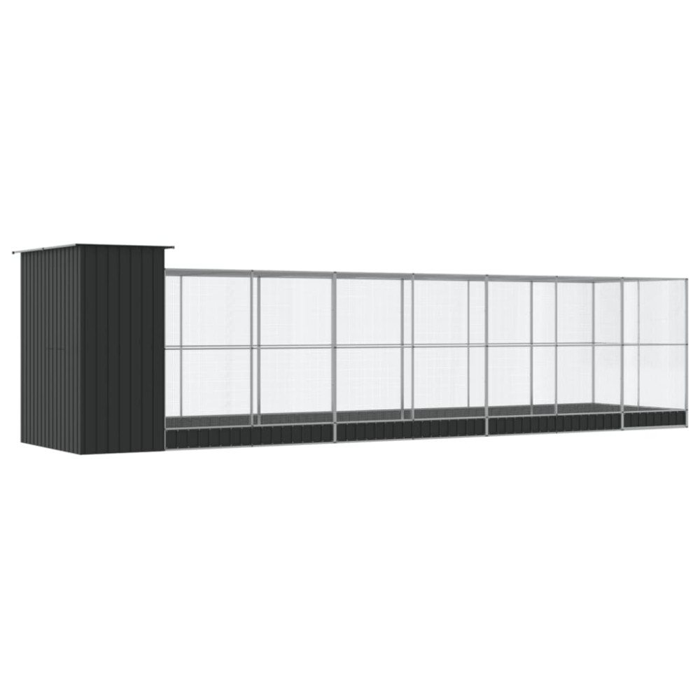 Produktbild för Voljär med utbyggnad silver 830x203x216 cm stål