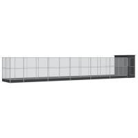 Produktbild för Voljär med utbyggnad silver 1244x203x216 cm stål