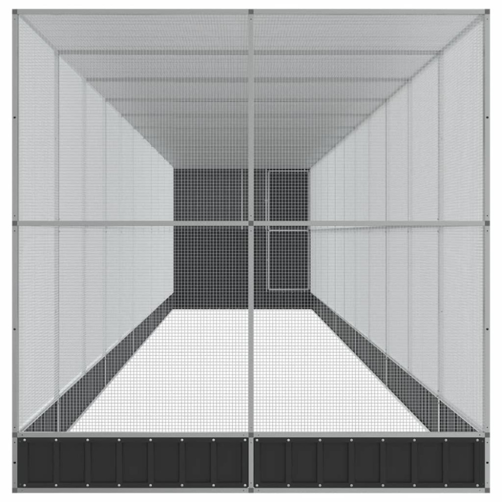 Produktbild för Voljär med utbyggnad silver 1244x203x216 cm stål