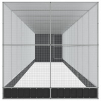 Produktbild för Voljär med utbyggnad silver 1244x203x216 cm stål